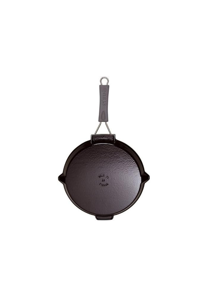 Staub Round Grill Pan 27 cm with Silicon Handle - Cast Iron, Black Matt Enamel - Image 2